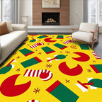 Jolly Holiday Red Green Geometric Scatter Rug