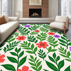 Red Violet Floral Foliage Repeat Rug