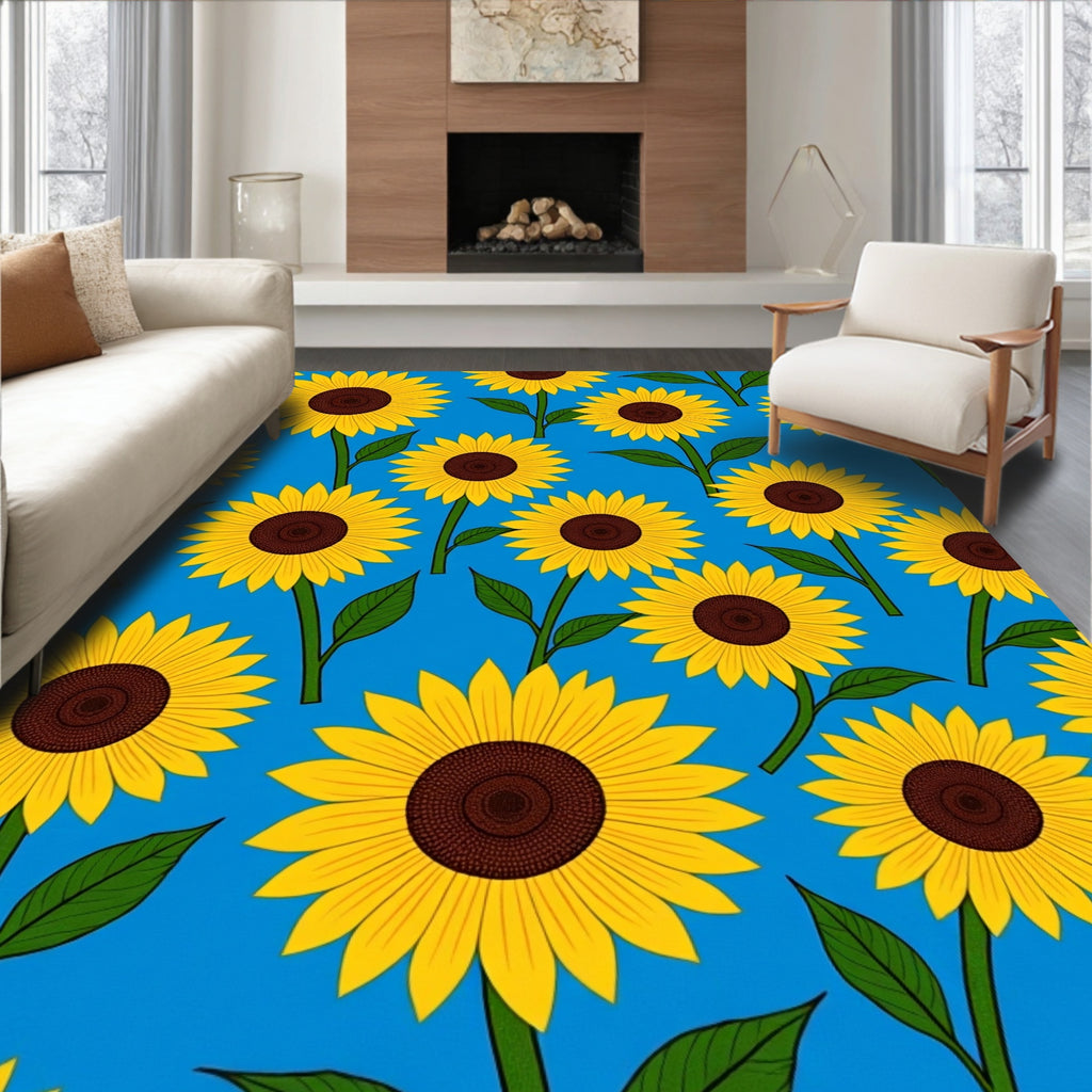 Bright Yellow Sunflower Garden Rug