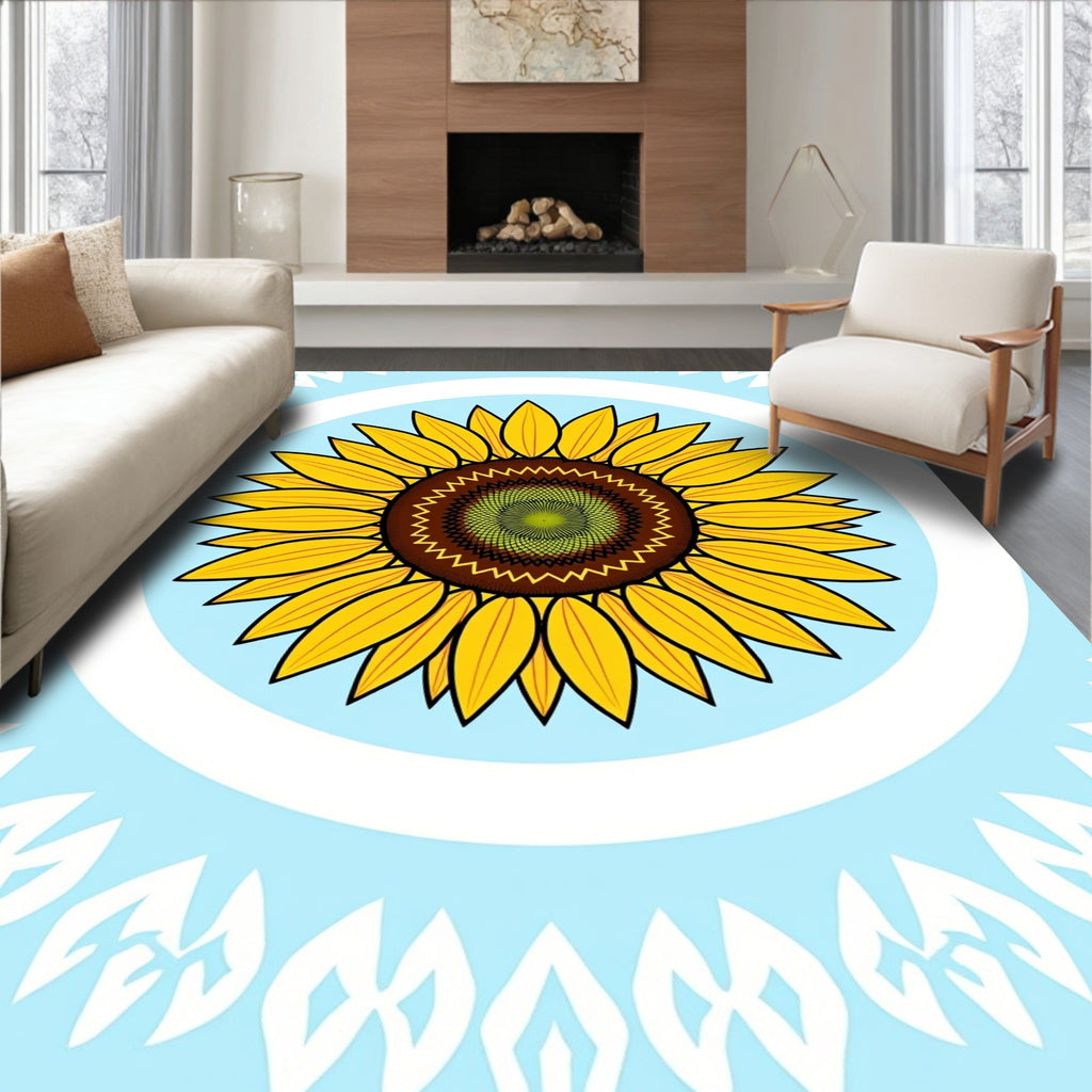 Radiant Yellow Sunflower Mandala Rug