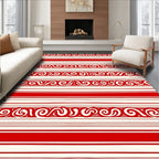 Crimson Swirl Stripes Rug
