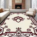 Deep Red Floral Mask Symmetry Rug