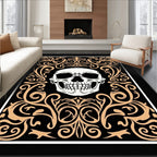 Black Golden Skull Ornament Rug