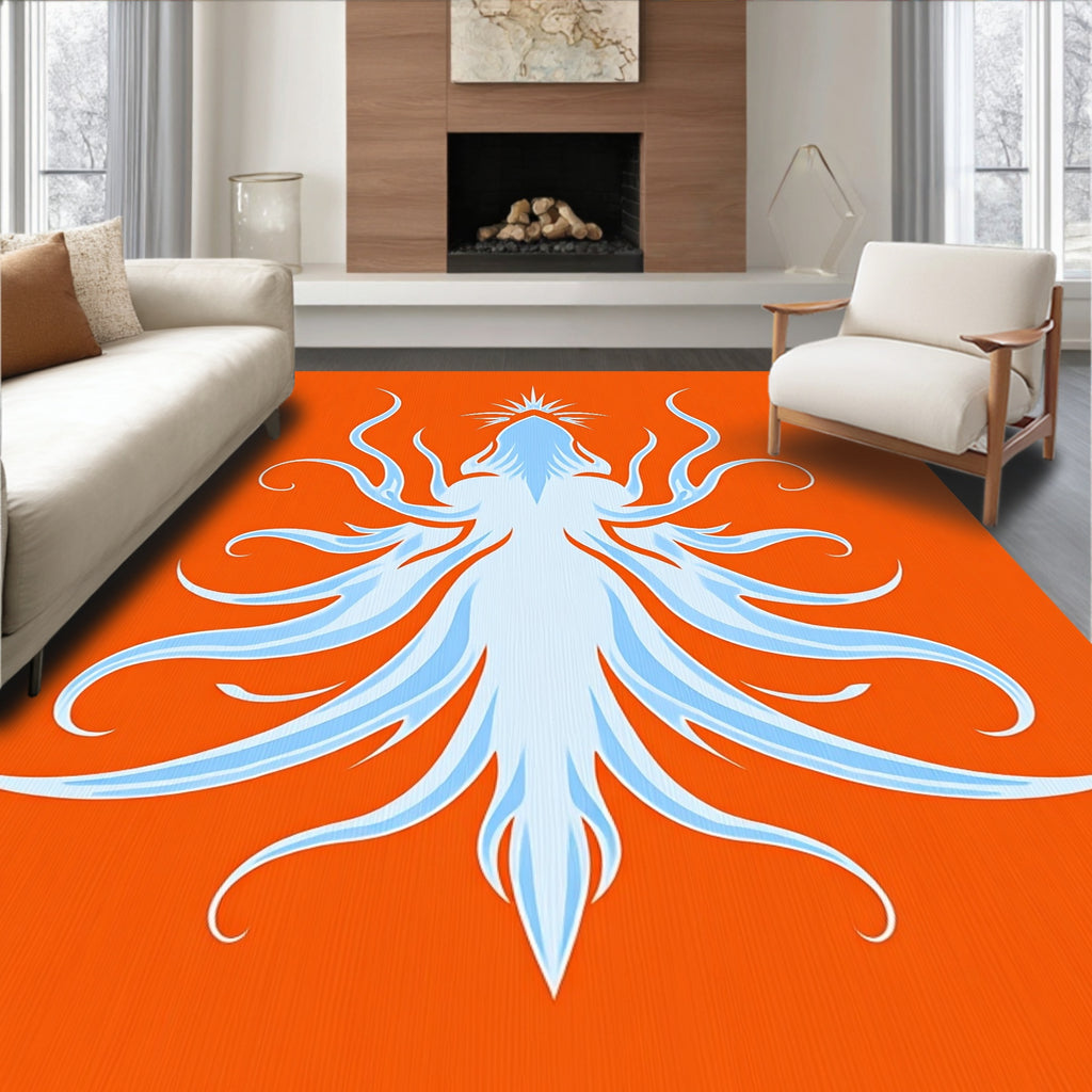 Ethereal Sky Blue Tentacle Swirl Rug
