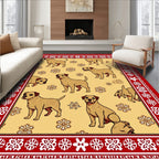 Golden Dog Snowflakes Border Rug