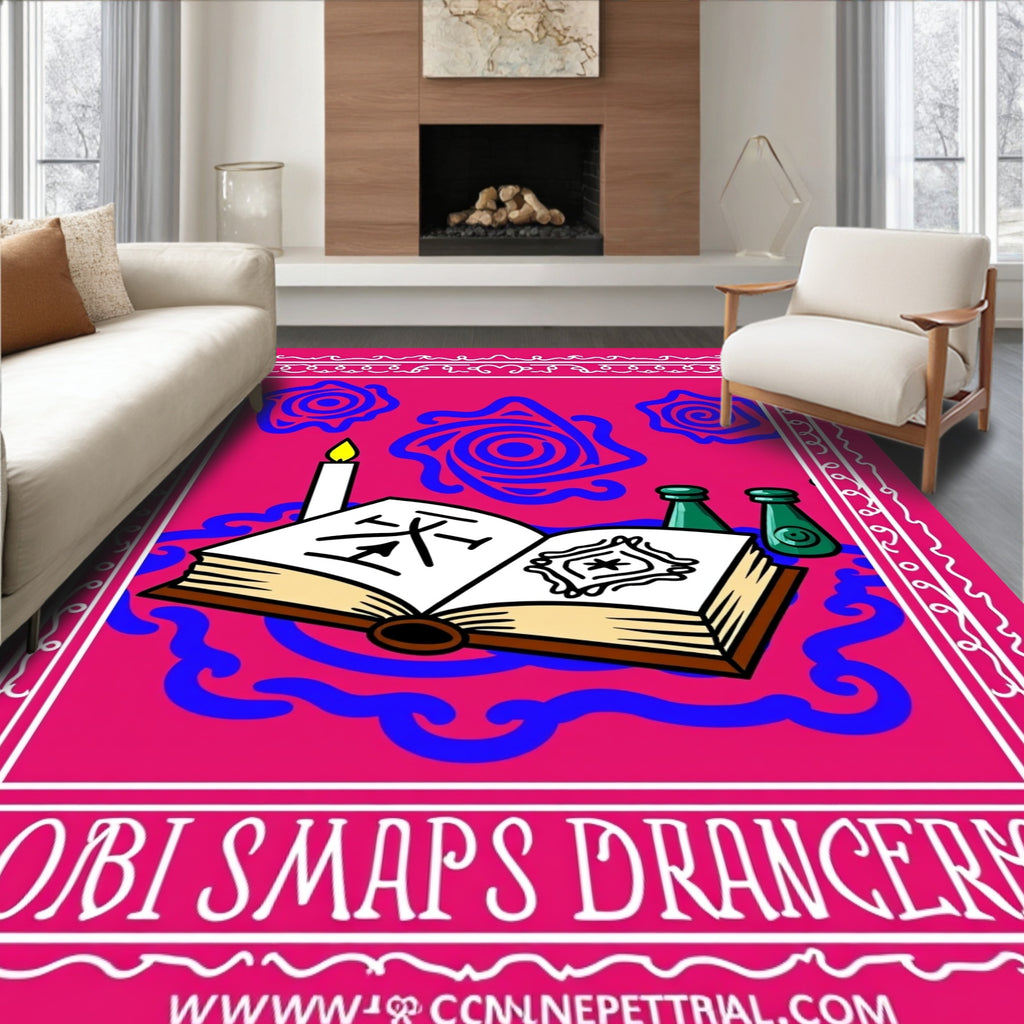 Mystic Magenta Book Candle Swirls Rug