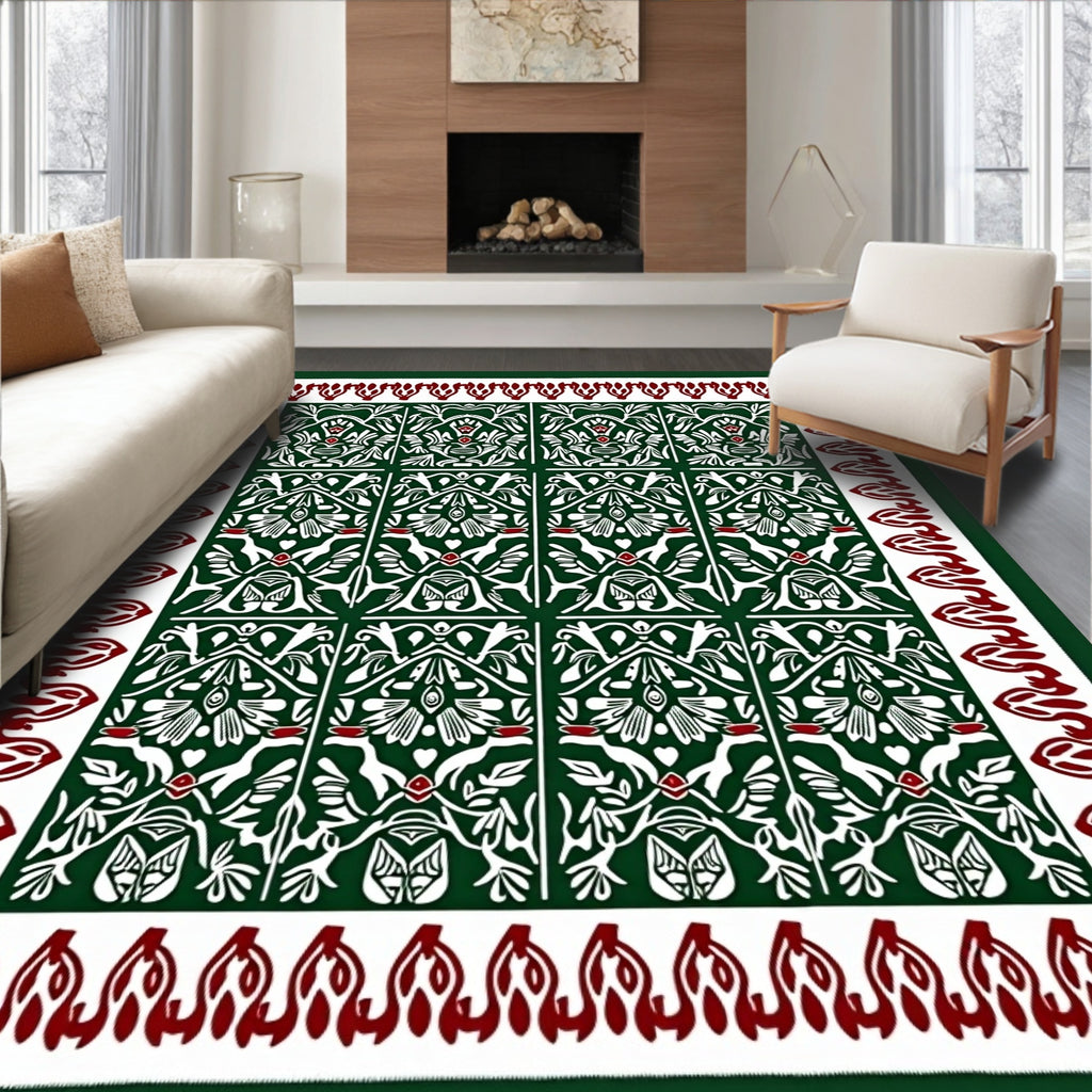 Emerald Ivory Red Classic Medallion Rug