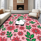 Charming Snowman Pink Floral Garland Rug