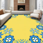 Blue Snowflake Yellow Floral Medley Rug