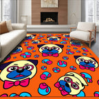 Dapper Pug Faces Neon Swirls Rug