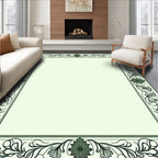 Elegant Black Outline Floral Border Rug