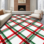 Diagonal Red Green White Tartan Rug