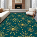 Teal Gold Starburst Sunburst Rug