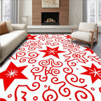 Red Star Swirls Repeating Pattern Rug
