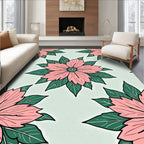 Floral Bloom Petal Green Leaf Rug