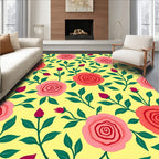 Coral Pink Rose Garden Fabric Rug