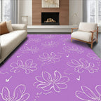 Lilac White Floral Sketch Repeats Rug