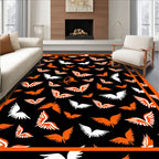 Fiery Orange White Winged Creatures Rug