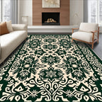 Ornate Green Floral Medallion Repeating Rug
