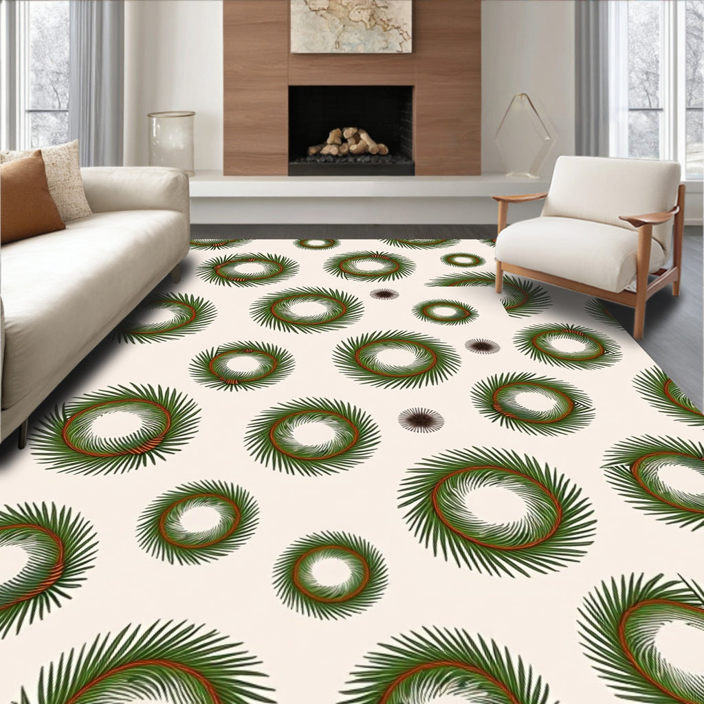 Green Pine Needle Wreath Collection Rug