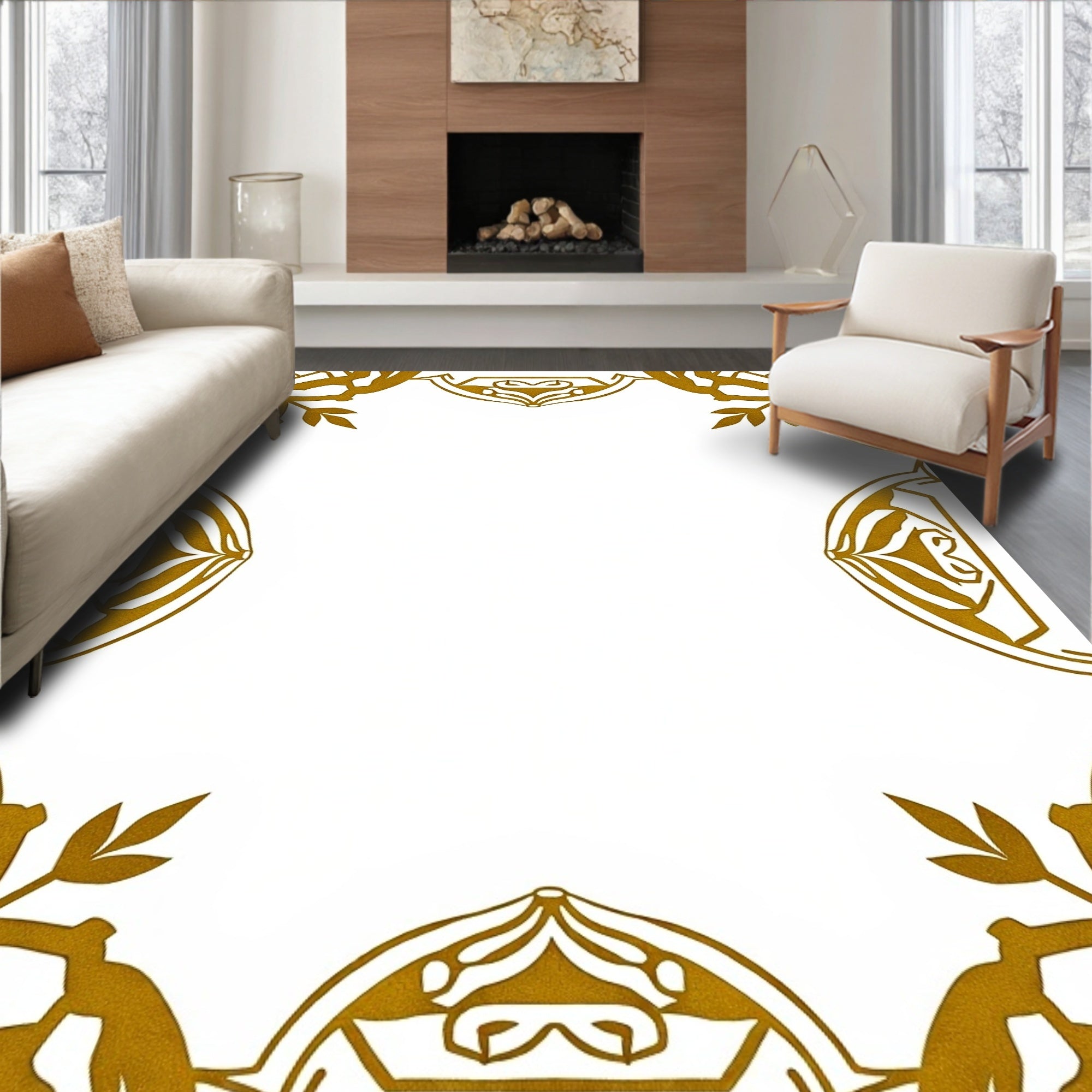 Golden Archway Foliage Border Rug