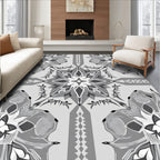 Monochromatic Geometric Star Medallion Rug
