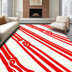 Bold Crimson Swirl Stripe Accent Rug