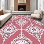Crimson White Intricate Medallion Repeat Rug
