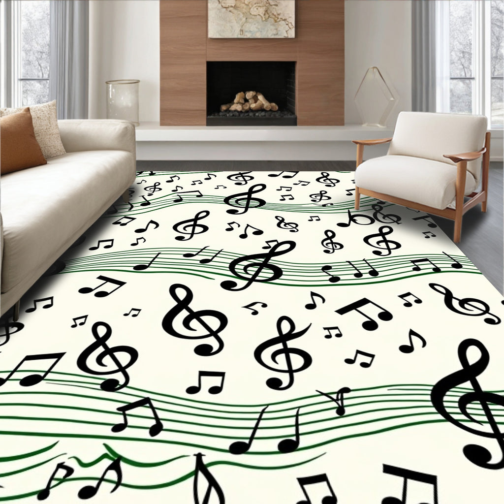 Musical Notes Treble Clef Staff Rug
