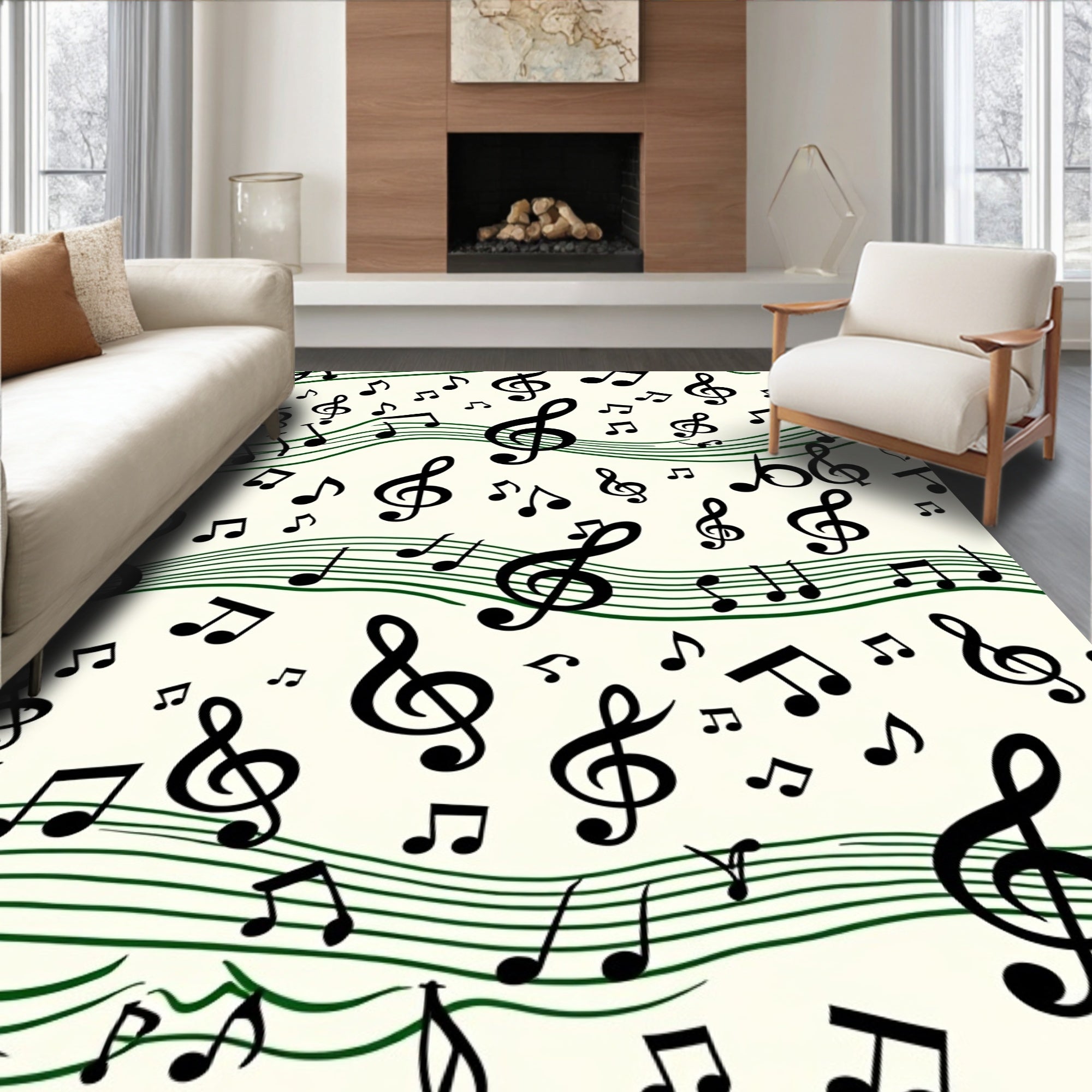 Musical Notes Treble Clef Staff Rug