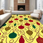 Christmas Ornaments Swirling Vine Yellow Rug