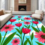 Vibrant Pink Floral Sky Garden Rug