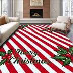 Red White Striped Holly Berry Accent Rug