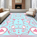 Sweet Pink Heart Art Nouveau Rug