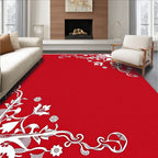 Crimson White Floral Corner Accent Rug