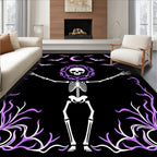 Purple Bat Moon Skeleton Floral Rug