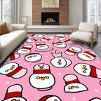 Pink Snowman Friends Holiday Rug