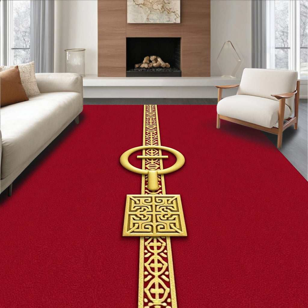 Crimson Gold Linear Tapestry Rug