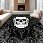Dark Skull Floral Swirls Rug