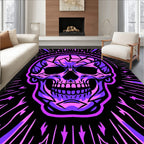 Vibrant Purple Skull Sunburst Rug