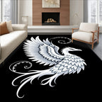 Tribal White Phoenix Swooping Spiral Rug