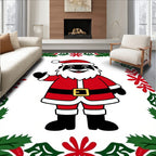 Jolly Red Santa Christmas Holly Frame Rug