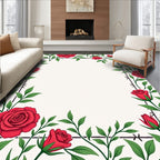 Crimson Rose Vine Border Rug