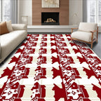 Rich Crimson Geometric Houndstooth Rug