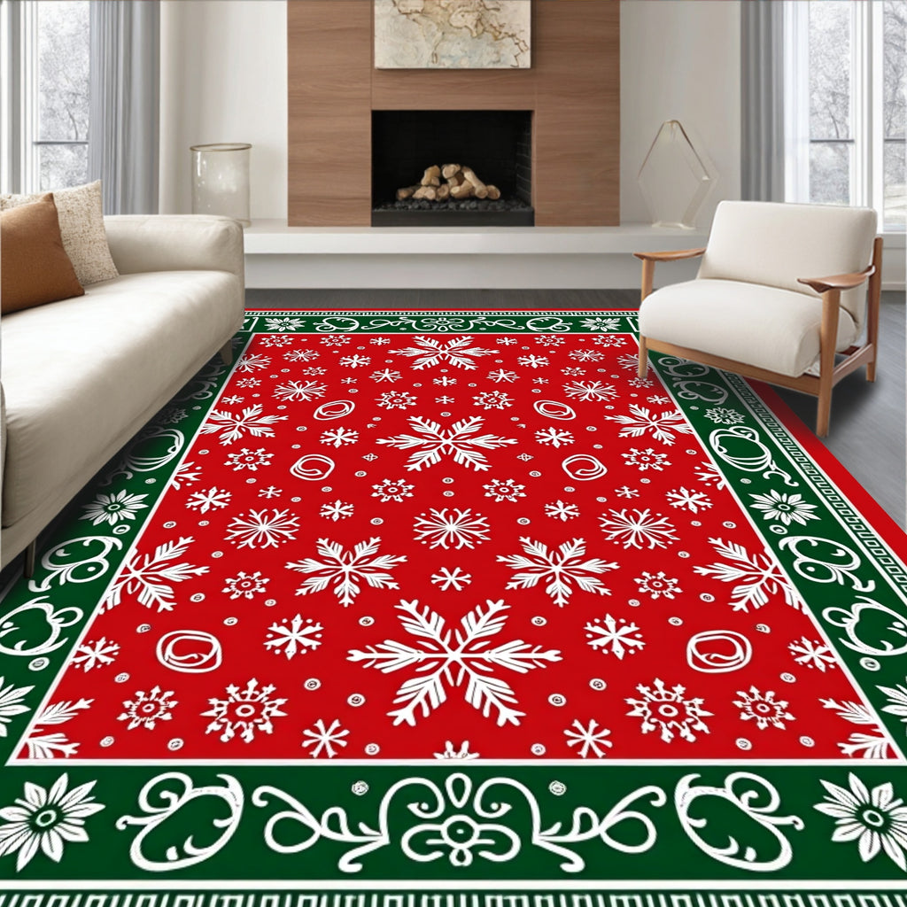 Holiday Snowflake Forest Border Rug