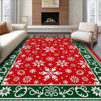 Holiday Snowflake Forest Border Rug