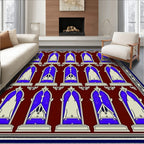 Deep Blue Arched Gate Burgundy Rug