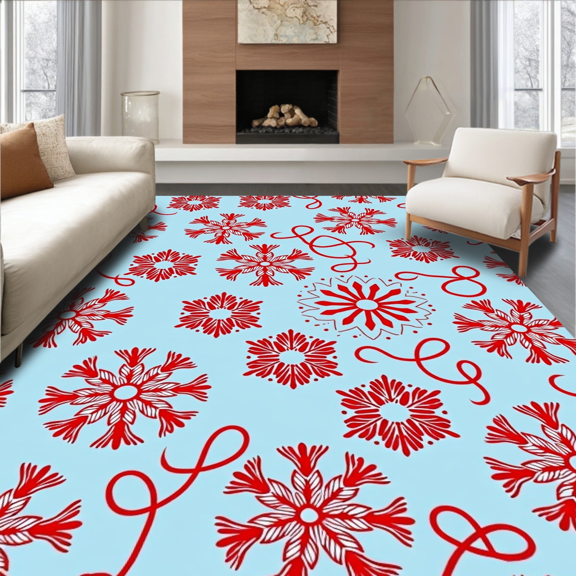 Crimson Snowflake Mandala Ballet Ribbon Rug