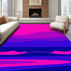 Modern Pink Blue Swirl Landscape Rug