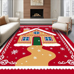 Gingerbread house with snow and snowflakes Rug